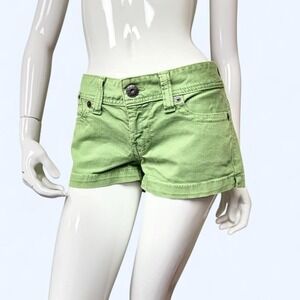 Guess Jeans Lime Green Low Rise Shorts Y2K McBling Womens 30 Stretch